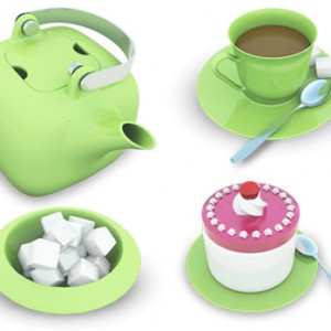 茶壶,茶杯,方糖,茶蛋糕图标下载