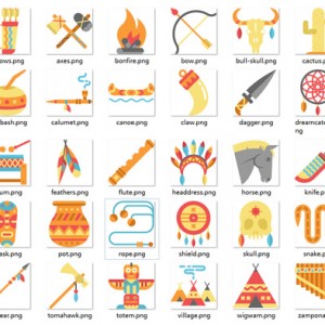 30个美国土著文化元素PNG图标下载