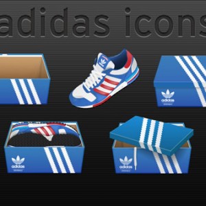 Adidas蓝色运动鞋和鞋盒图标下载