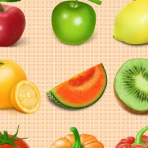 苹果 猕猴桃 蕃茄 辣椒等水果和蔬菜图标下载