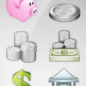 钱币、银行、小猪储蓄罐图标下载