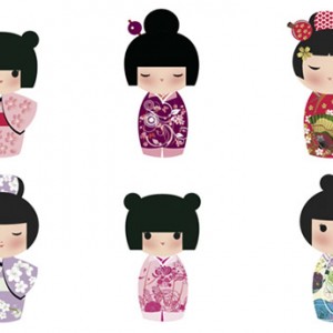 六个超可爱的日本娃娃图标下载