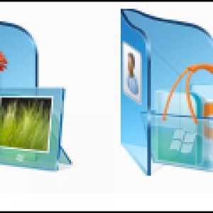 海蓝色透明质感Vista文件夹PNG图标下载