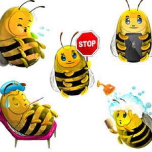19个可爱蜜蜂PNG图标下载